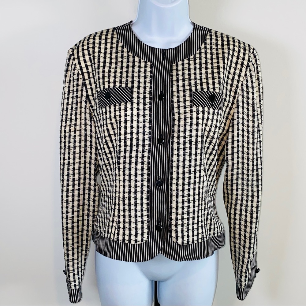 Vintage Julie Frances for Bergdorf Goodman New York Striped Silk Jacket Size 4